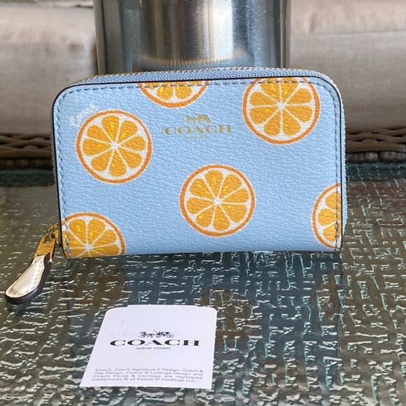 Coach Handbags - Coach Blue Mini Orange Wallet NWT